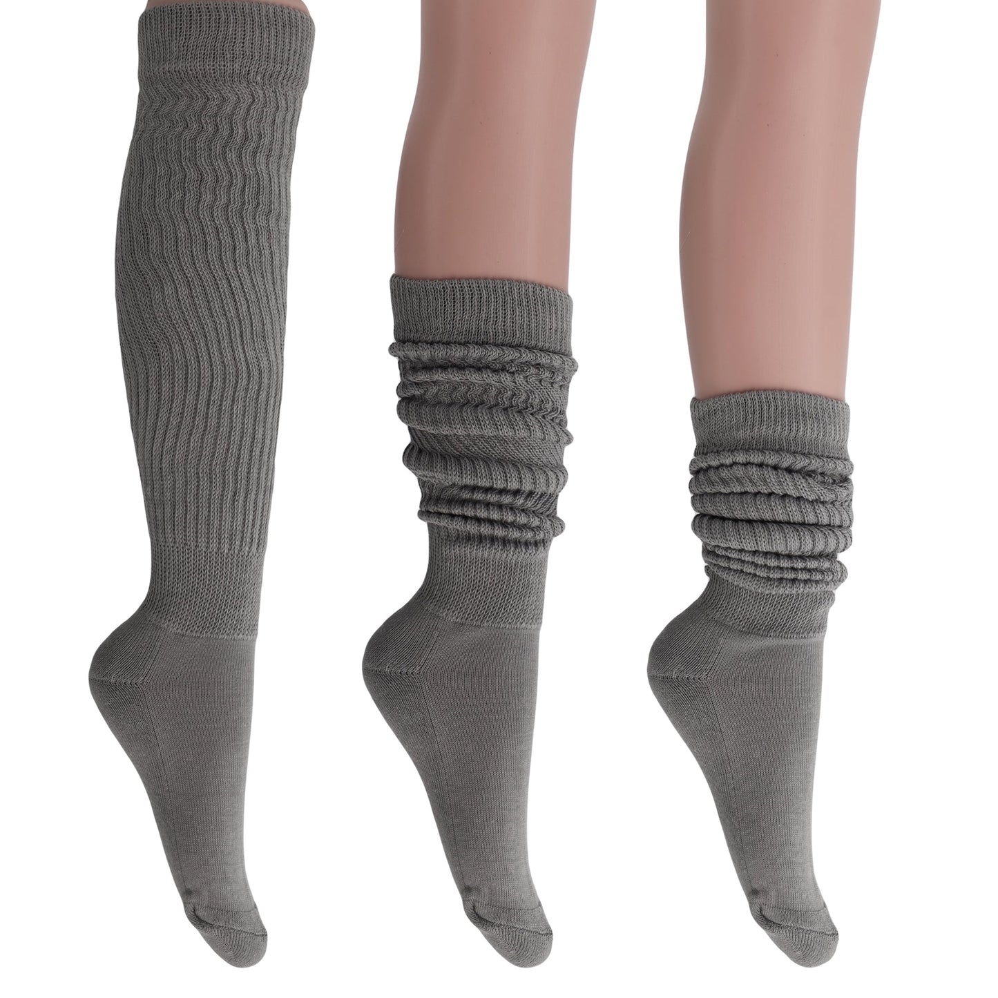 Women's Slouch Socks – Soft Cotton Scrunch Socks, Retro Knee-High Boot Socks for Casual Wear & Comfort (6 Pairs)