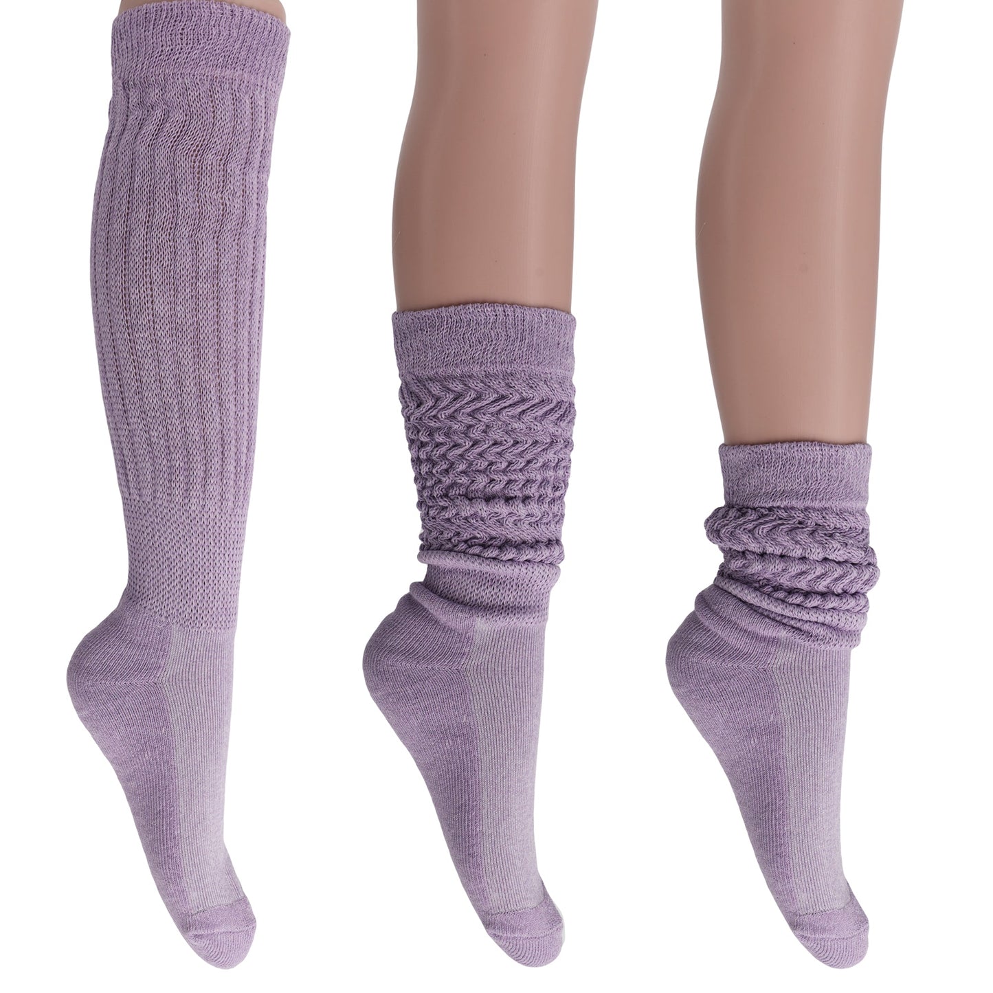 Women's Slouch Socks – Soft Cotton Scrunch Socks, Retro Knee-High Boot Socks for Casual Wear & Comfort (6 Pairs)