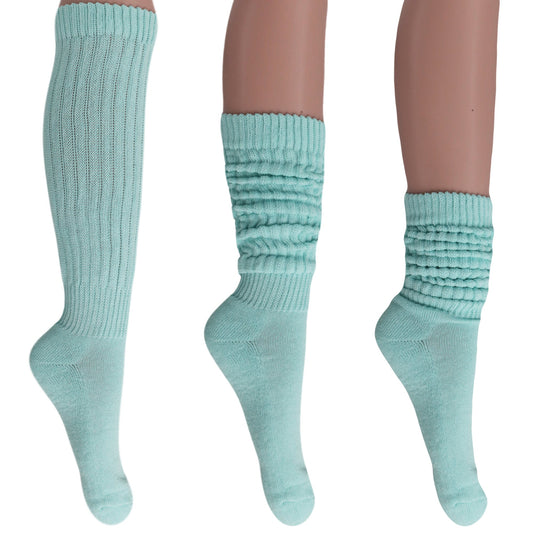 Women's Slouch Socks – Soft Cotton Scrunch Socks, Retro Knee-High Boot Socks for Casual Wear & Comfort (6 Pairs)