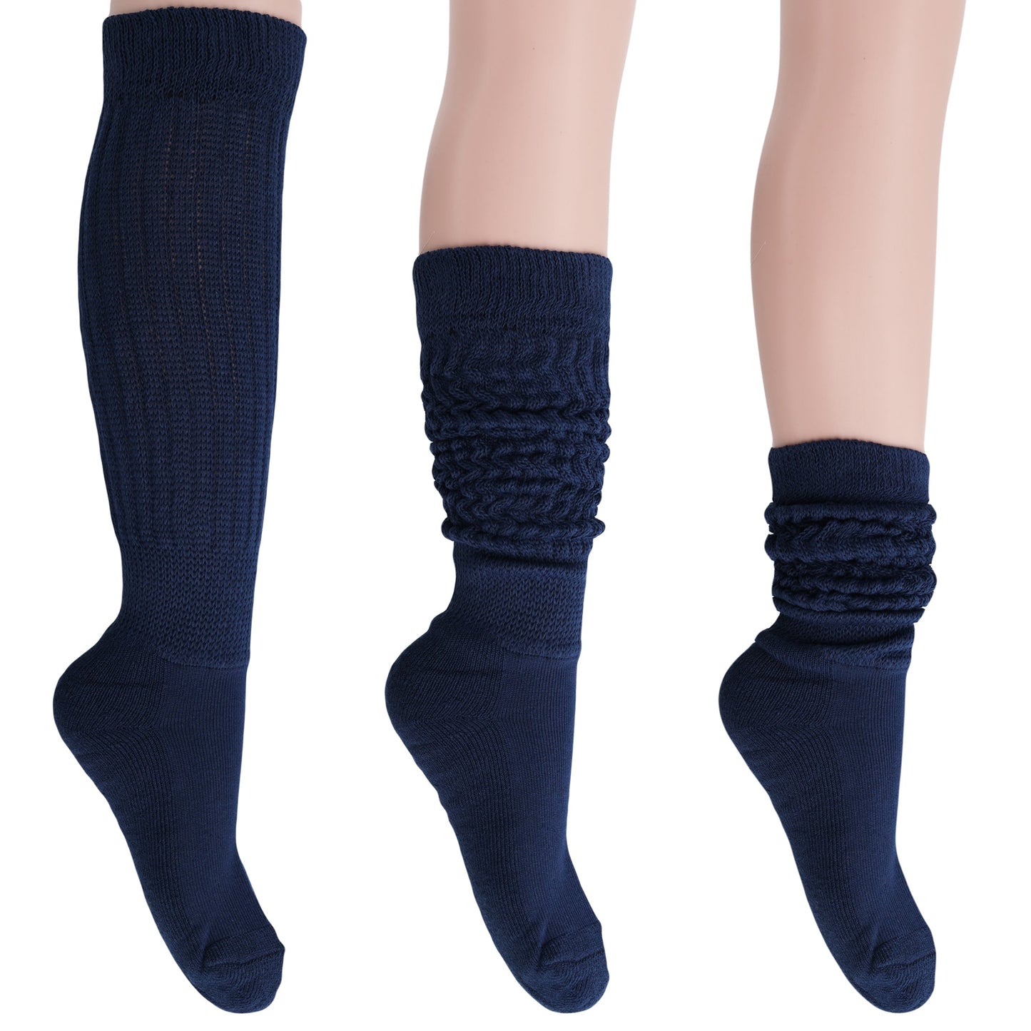 Women's Slouch Socks – Soft Cotton Scrunch Socks, Retro Knee-High Boot Socks for Casual Wear & Comfort (6 Pairs)