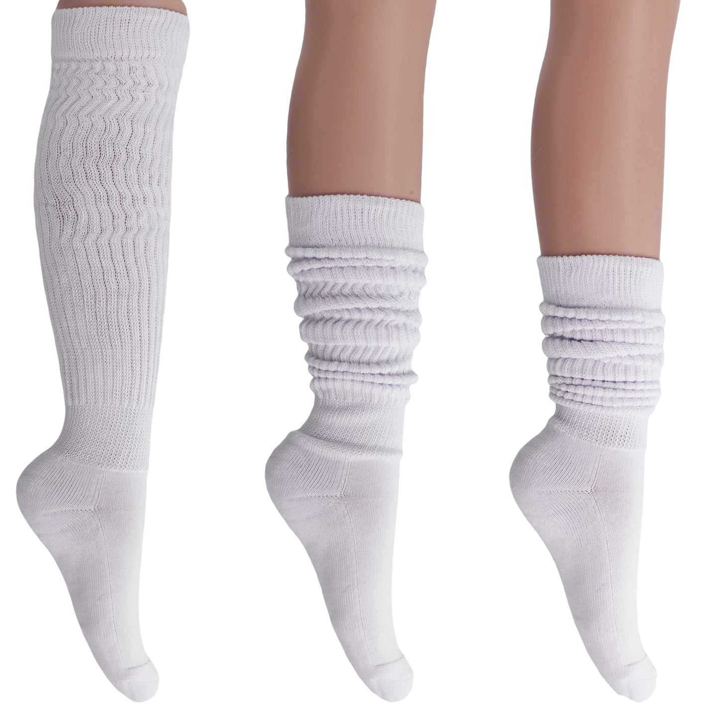 Women's Slouch Socks – Soft Cotton Scrunch Socks, Retro Knee-High Boot Socks for Casual Wear & Comfort (6 Pairs)