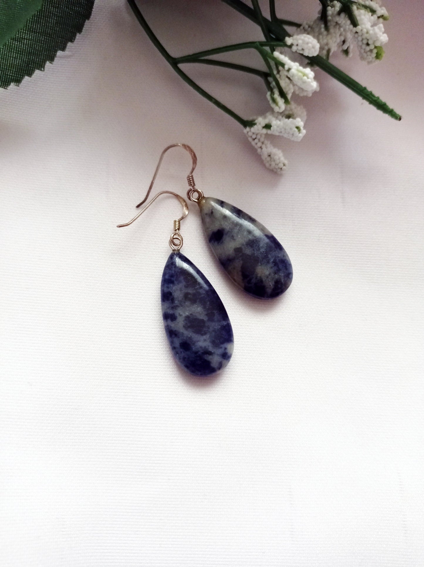 Sodalite Drop Earrings, Sterling Silver Earrings, Sodalite Gemstone | by nlanlaVictory