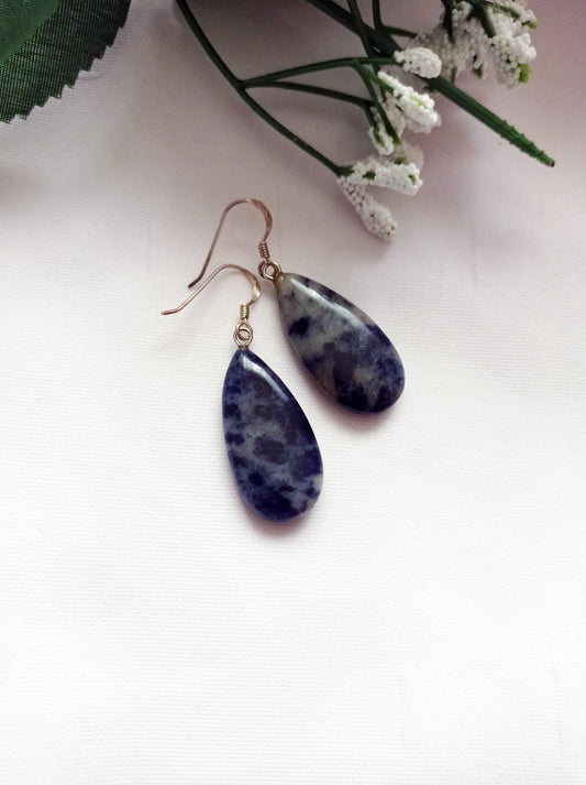 Sodalite Drop Earrings, Sterling Silver Earrings, Sodalite Gemstone | by nlanlaVictory
