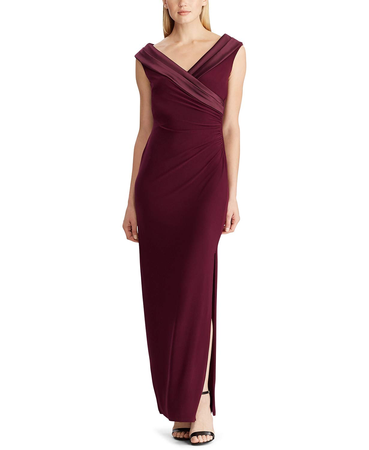 Ralph by Ralph Lauren Womens Satin Trim Sleeveless Evening Dress