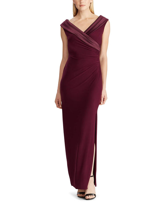 Ralph by Ralph Lauren Womens Satin Trim Sleeveless Evening Dress