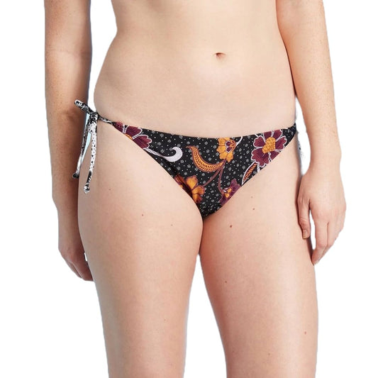 Xhilaration Juniors' Tie Side Bikini Bottom (Black Floral Print)