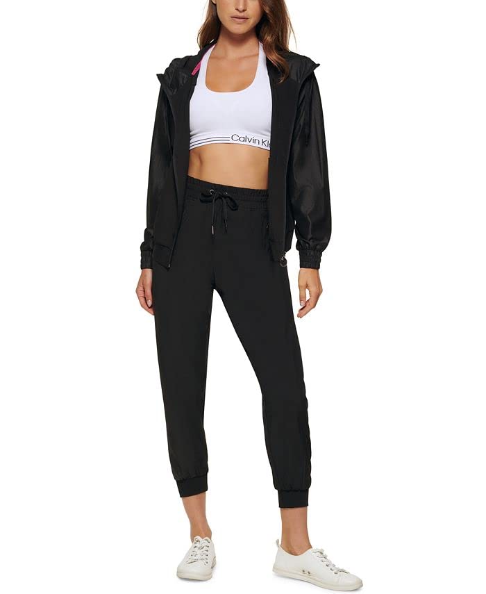 Calvin Klein Performance Women's Shine-Blocked Hooded Jacket-XX-Large