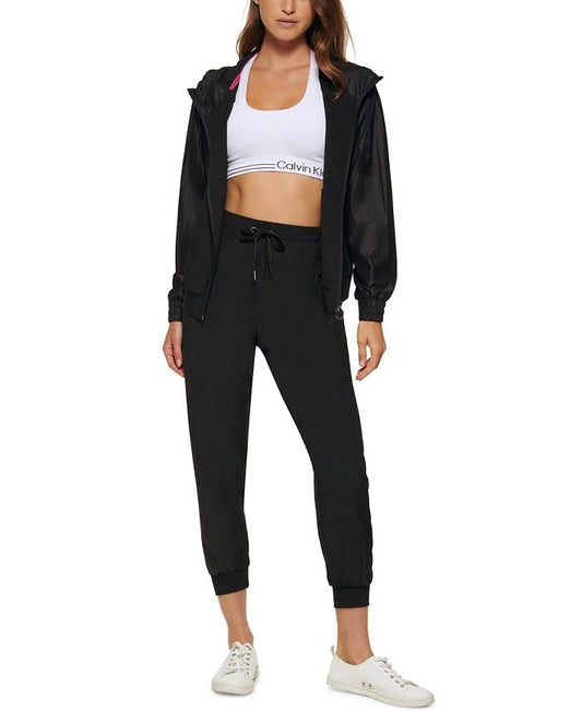 Calvin Klein Performance Women's Shine-Blocked Hooded Jacket-XX-Large