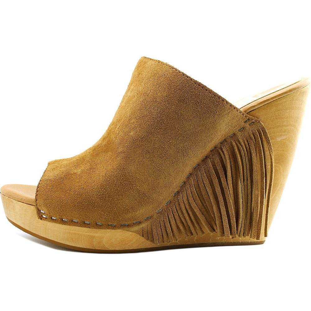 Dolce Vita Cai Fringe Peep Toe Wedges - Camel, 7.5 US