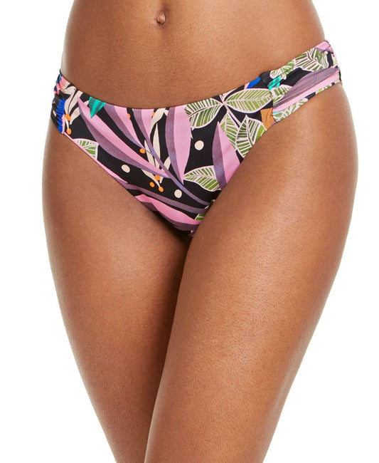 bar III Womens Printed Ruched Swim Bottom Separates Black XL
