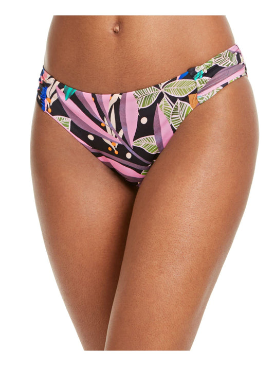 bar III Women’s Hidden Jungle Printed Hipster Bikini Bottoms Multi Small Black