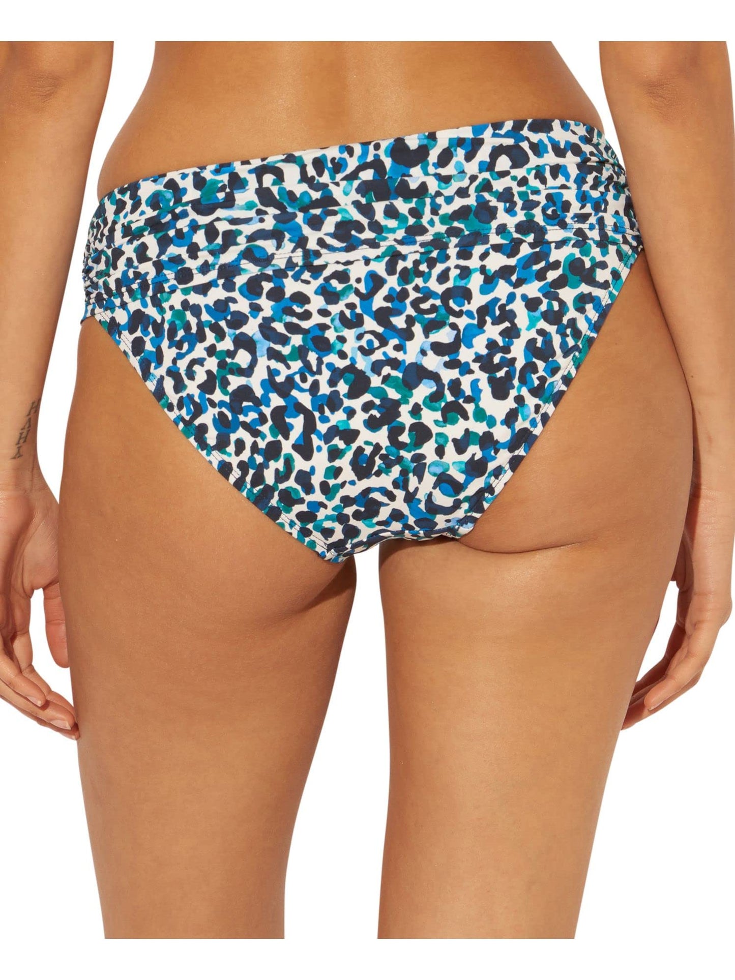 Bleu Rod Beattie Women's Leopard Banded Hipster Bikini Bottom Navy 4