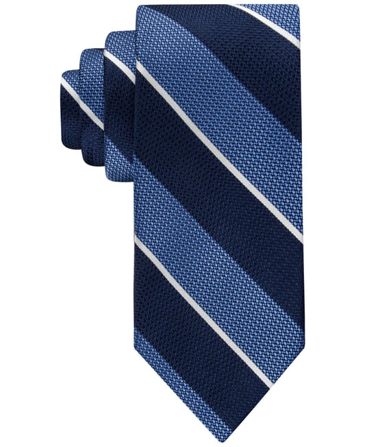 Tommy Hilfiger Mens Classic Textured Stripe Tie Navy Blue