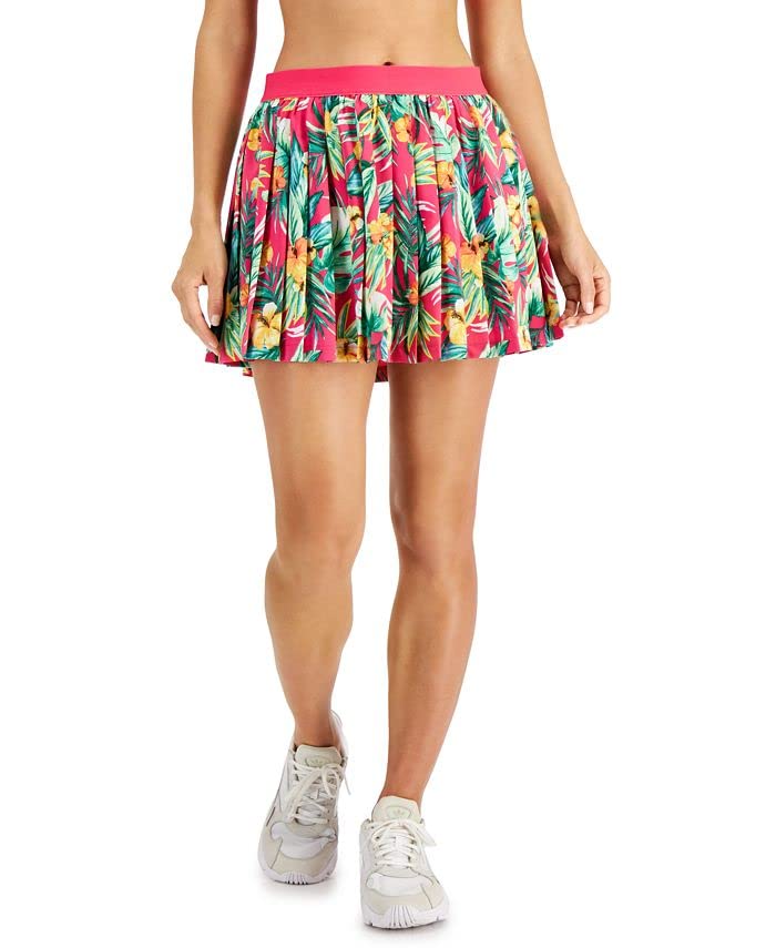ID Ideology Women's Tropical Printed Pleated Skort Pink Size Large