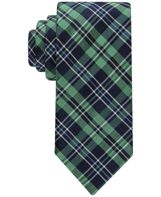 Tommy Hilfiger Men's Classic Plaid Tie Blue Green Necktie