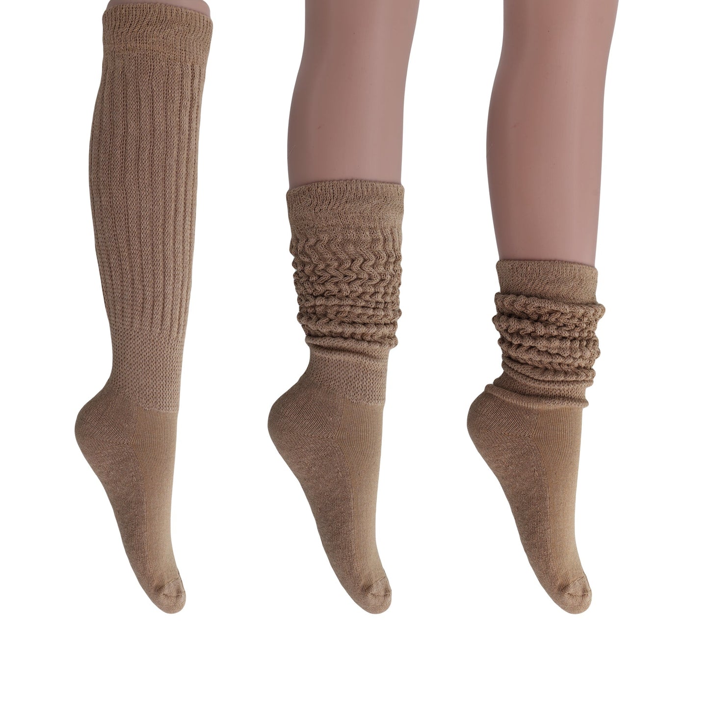 Women's Slouch Socks – Soft Cotton Scrunch Socks, Retro Knee-High Boot Socks for Casual Wear & Comfort (6 Pairs)