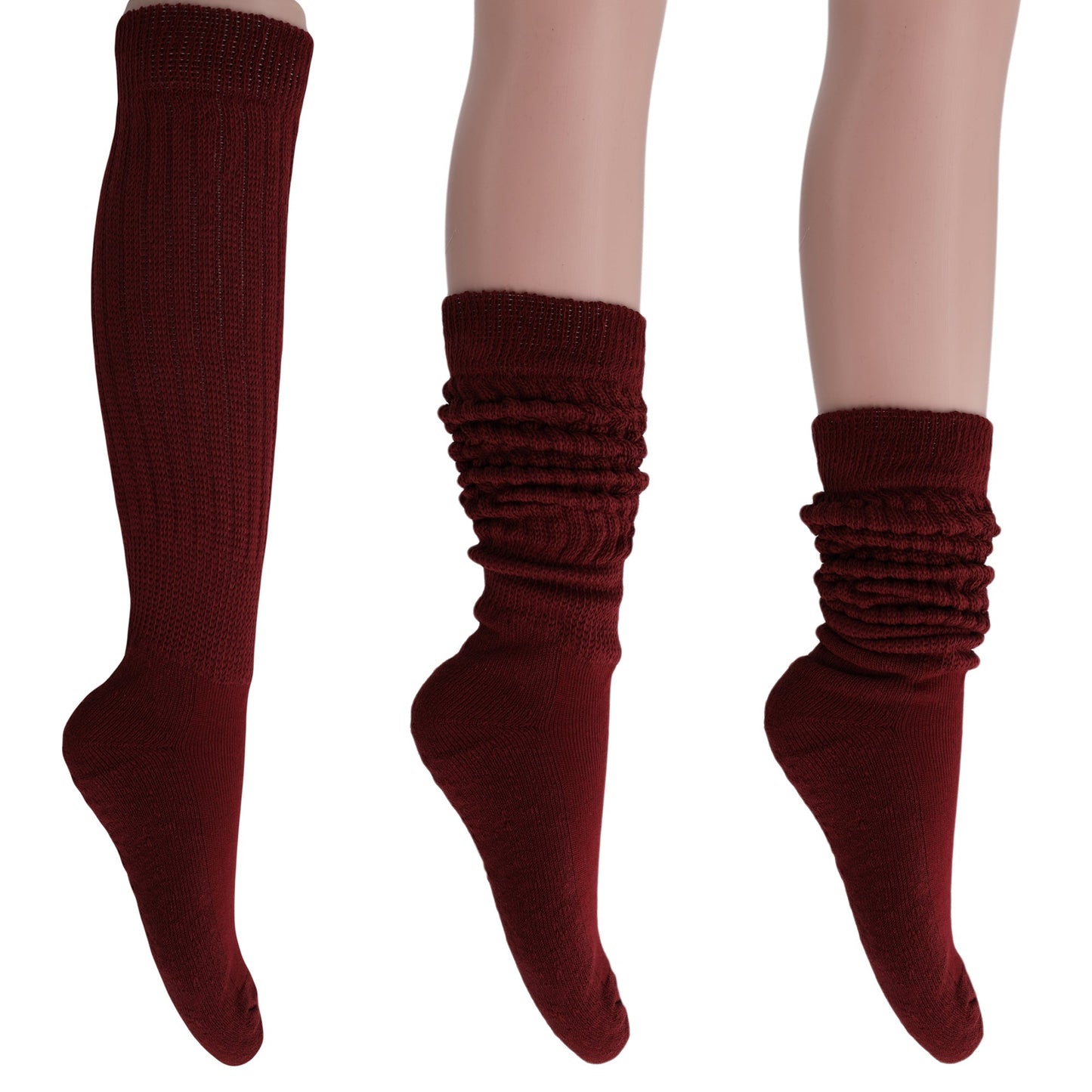 Women's Slouch Socks – Soft Cotton Scrunch Socks, Retro Knee-High Boot Socks for Casual Wear & Comfort (6 Pairs)