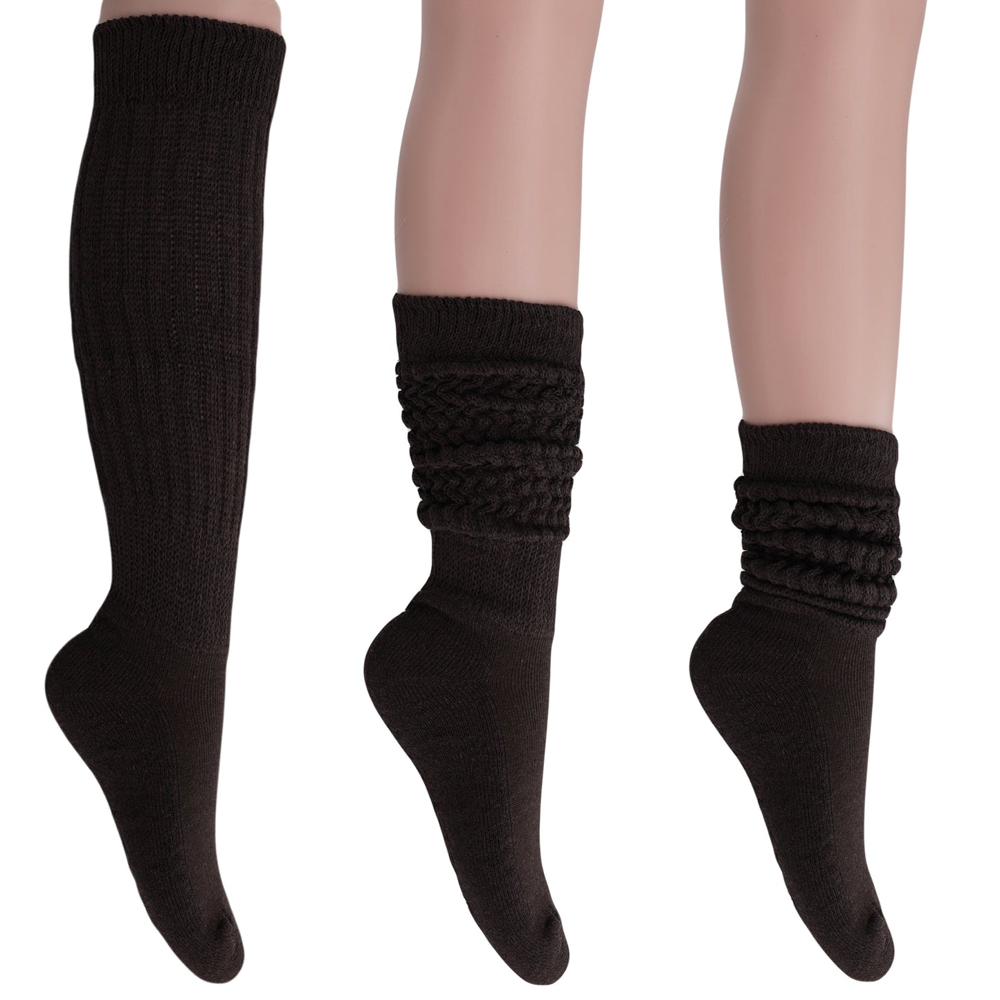 Women's Slouch Socks – Soft Cotton Scrunch Socks, Retro Knee-High Boot Socks for Casual Wear & Comfort (6 Pairs)