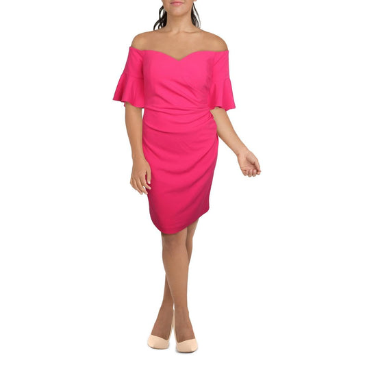 Calvin Klein Women's Off The Shoulder Neckline with Side Ruch Dress