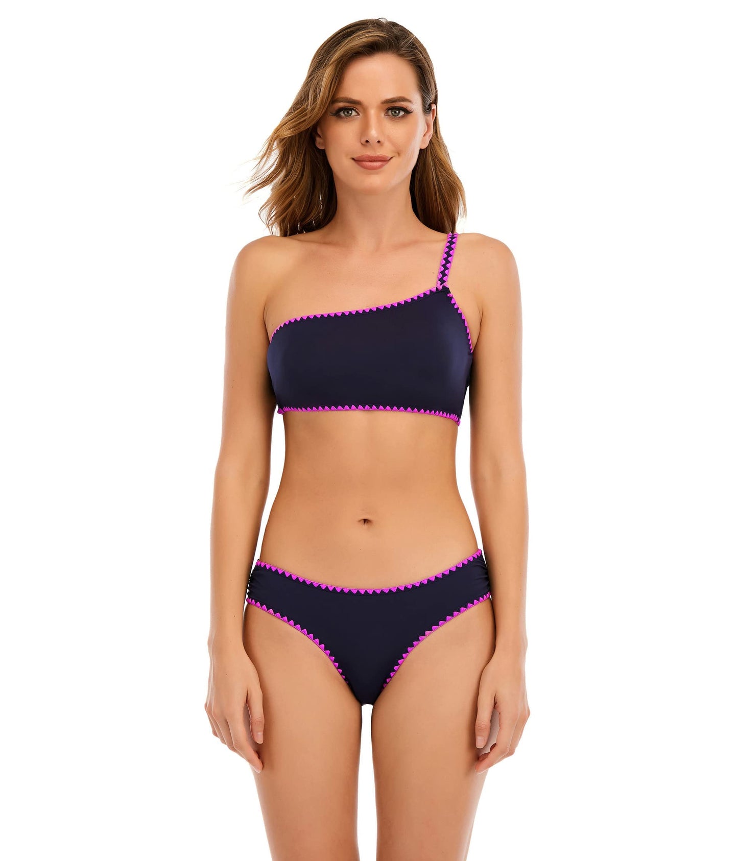 Lucky Brand womens Spring Romantic Shell Stitch Asymmetrical Bra