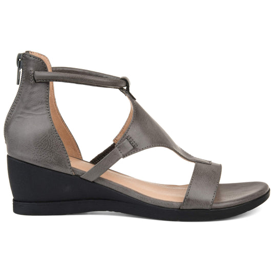 Brinley Co. Womens Caged Sandal Wedge Grey, 5.5 Regular US