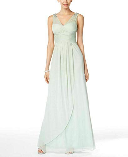 Adrianna Papell Plus Size Draped Embellished Gown Black