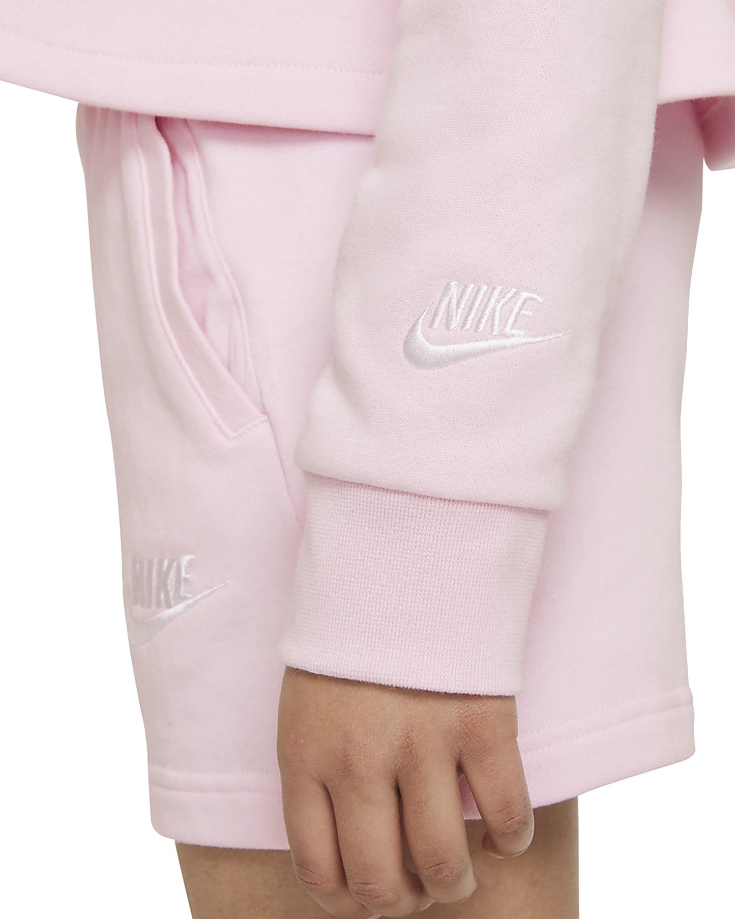 Nike Sportswear Big Kids' (Girls') French Terry Hoodie (Medium, Pink Foam/White)