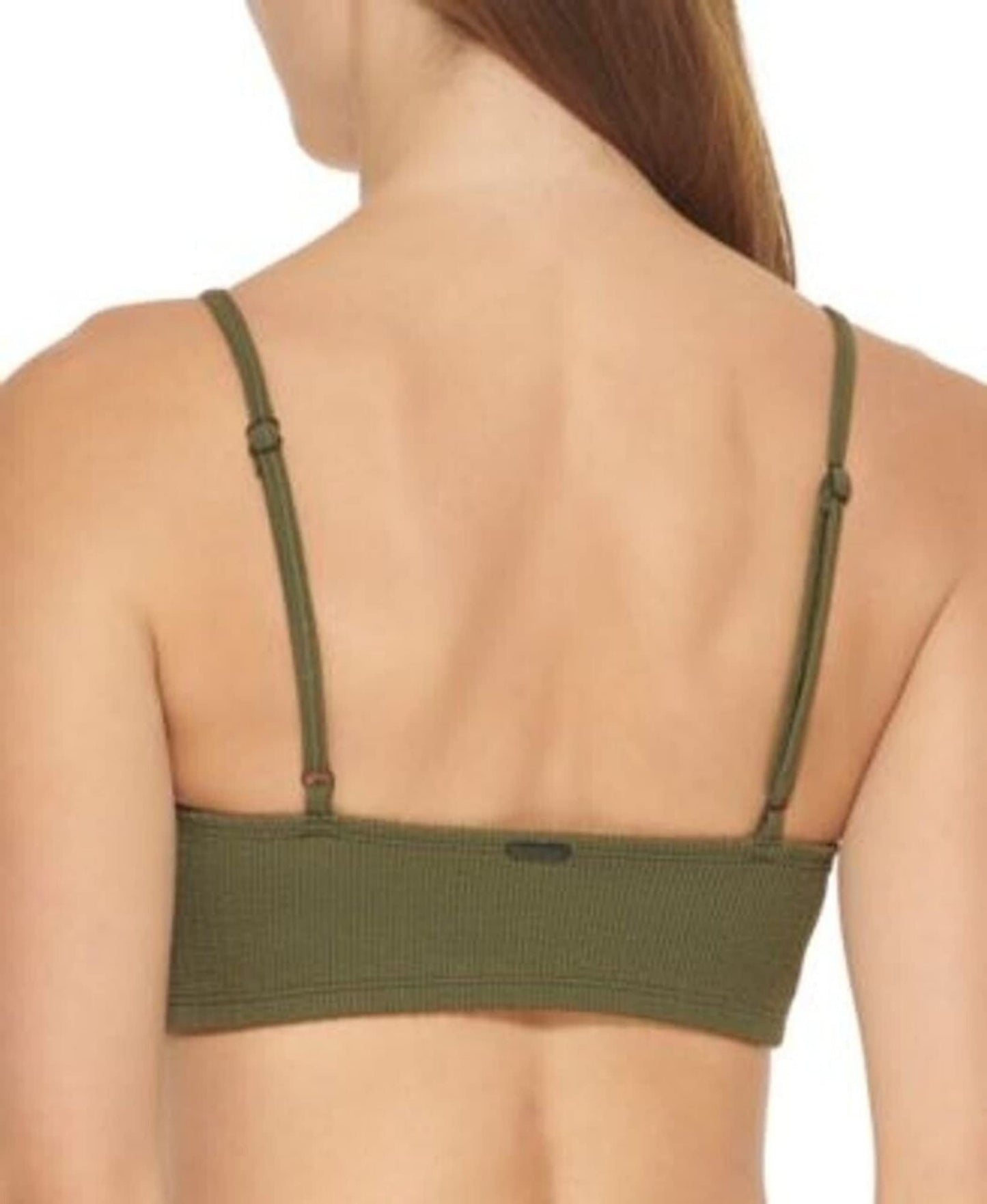 DKNY Women's Textured Bralette Bikini Swimsuit Top Moss Green X-Large