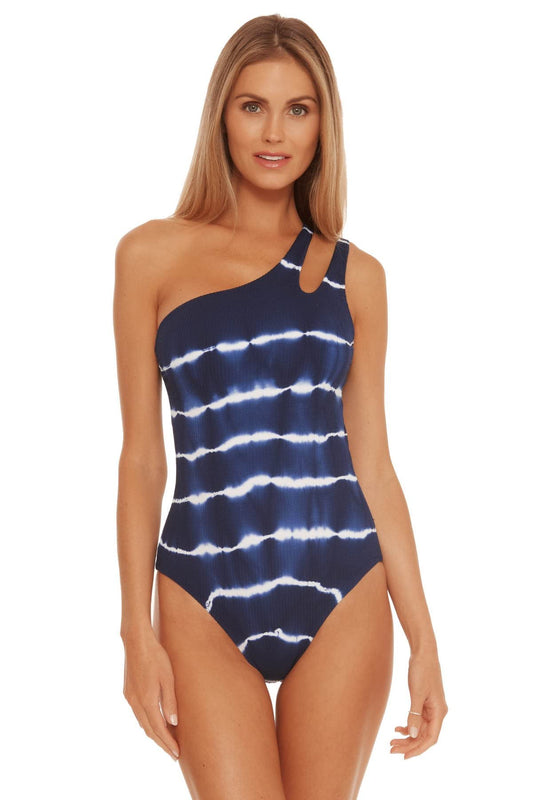 BECCA by Rebecca Virtue Iconic Violet Asymmetrical One-Piece Marina LG