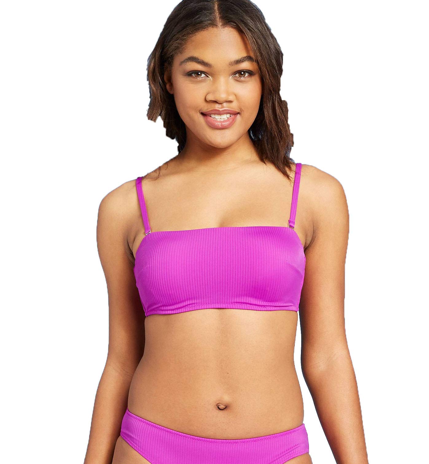 Shade & Shore Women's Ribbed Bandeau Bikini Top - Lotus Purple - (34B)