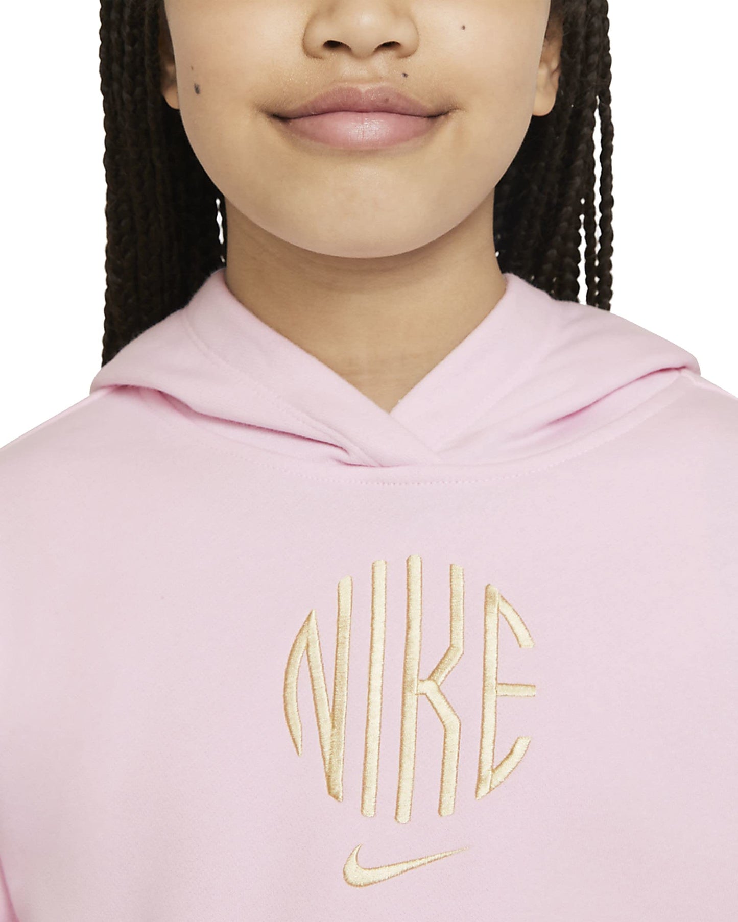 Nike Sportswear Big Kids' (Girls') French Terry Hoodie (X-Large, Pink Foam/White)