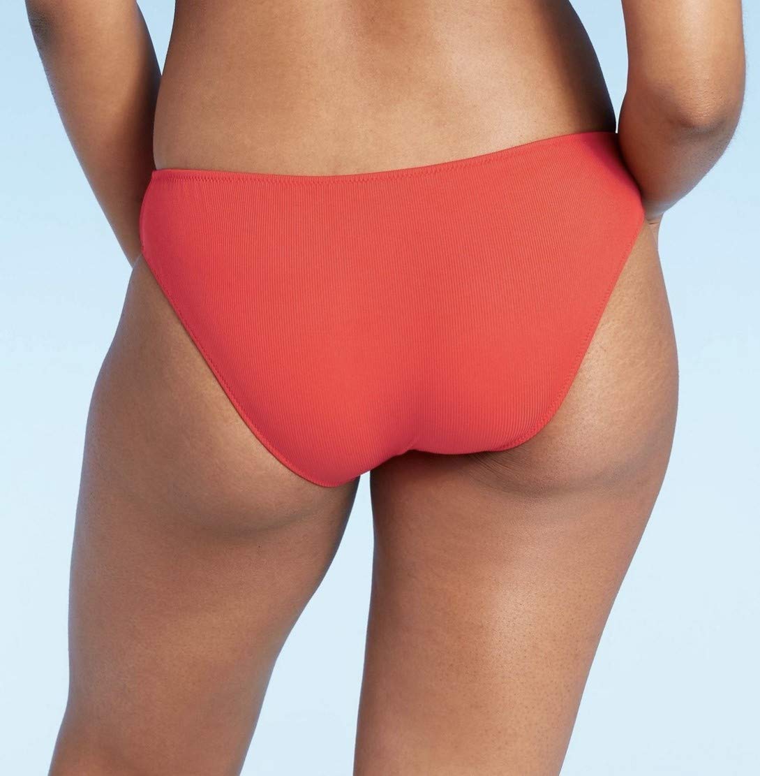Shade & Shore Women's Textured Hipster Bikini Bottom - (Red, Large)