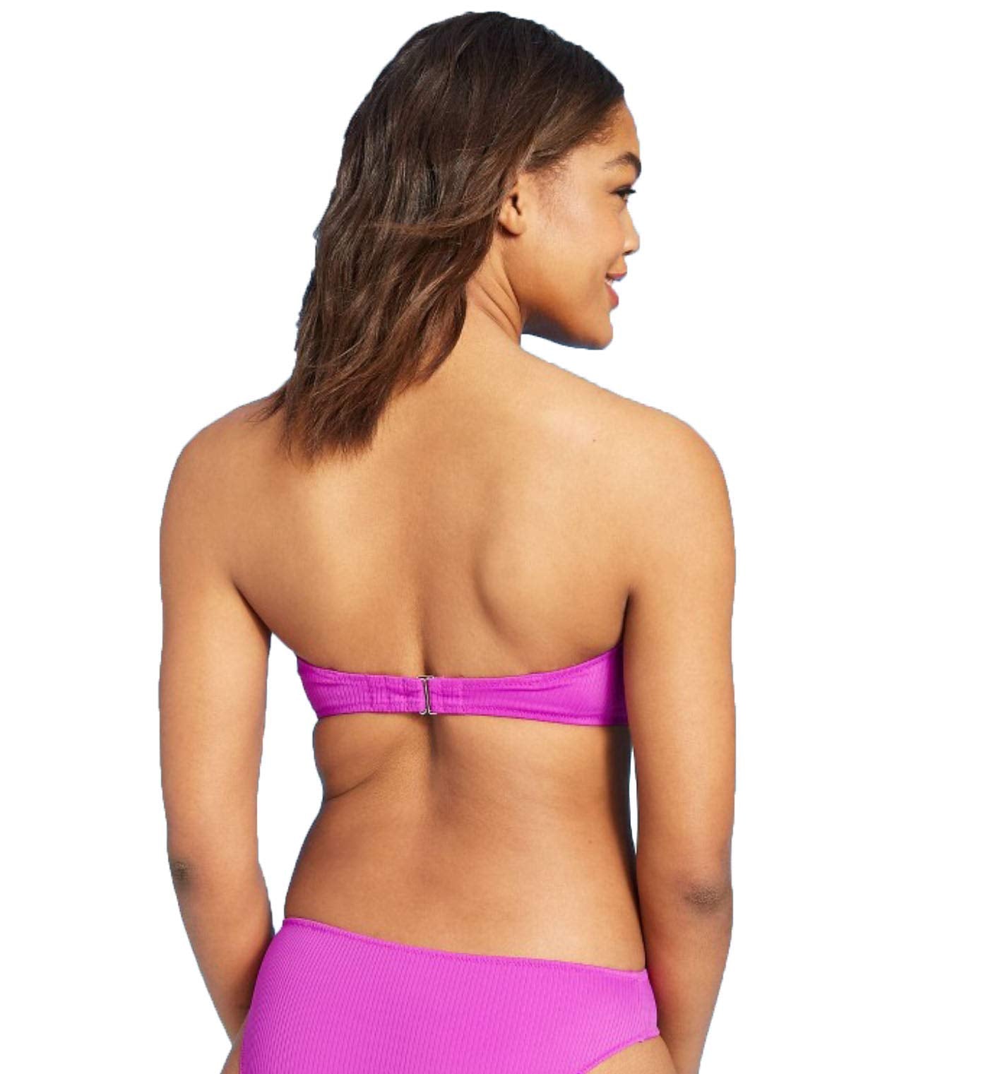Shade & Shore Women's Ribbed Bandeau Bikini Top - Lotus Purple - (34B)