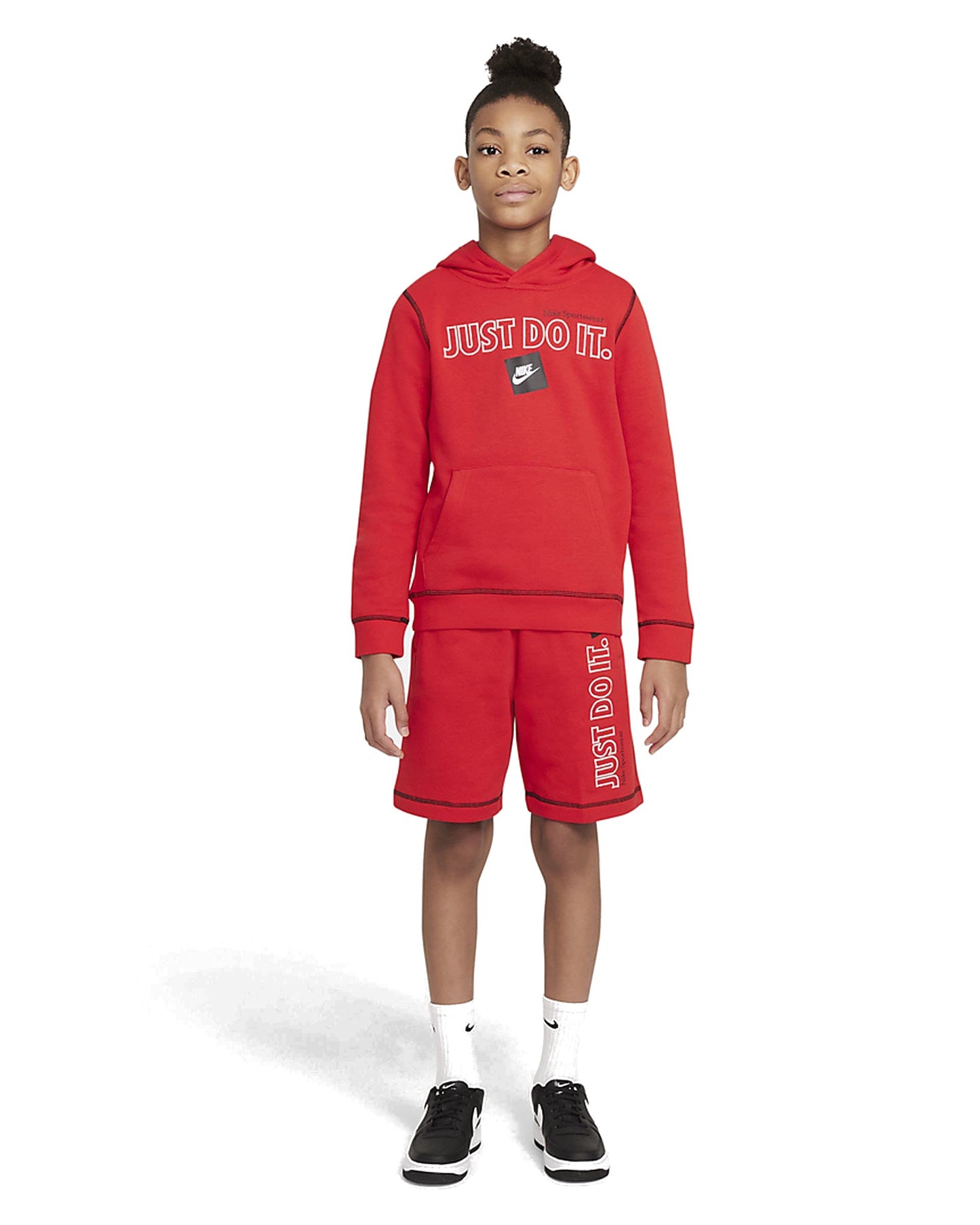 Nike Sportswear JDI Big Kids' (Boys') Pullover Hoodie (Large, University Red/Black)