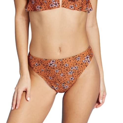 Xhilaration Juniors' High Leg Mid Waist Bikini Bottom - Floral Animal Print - (XLarge)