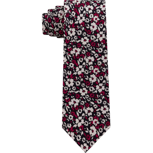 Tommy Hilfiger Mens Chelsea Botanical Silk Floral Neck Tie Red