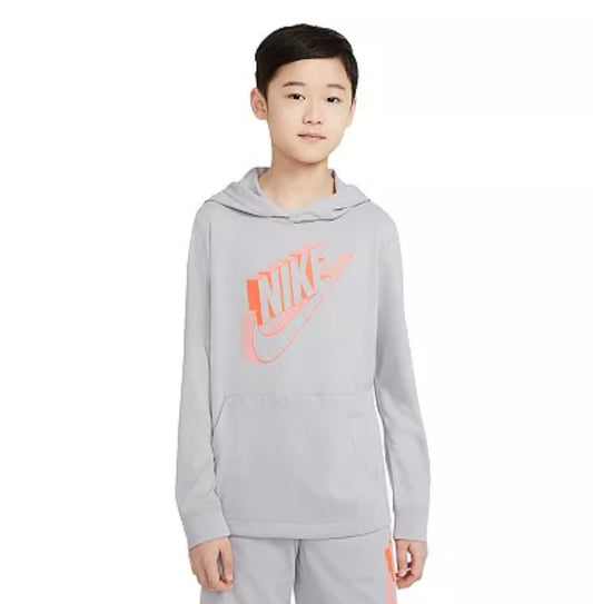 Nike Big Boys Sportswear Hoodie Medium-Smoke Grey