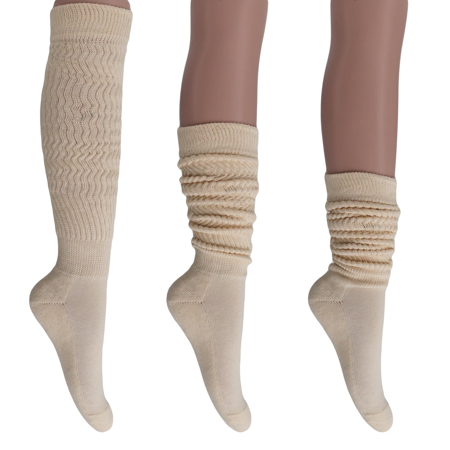 Women's Slouch Socks – Soft Cotton Scrunch Socks, Retro Knee-High Boot Socks for Casual Wear & Comfort (6 Pairs)