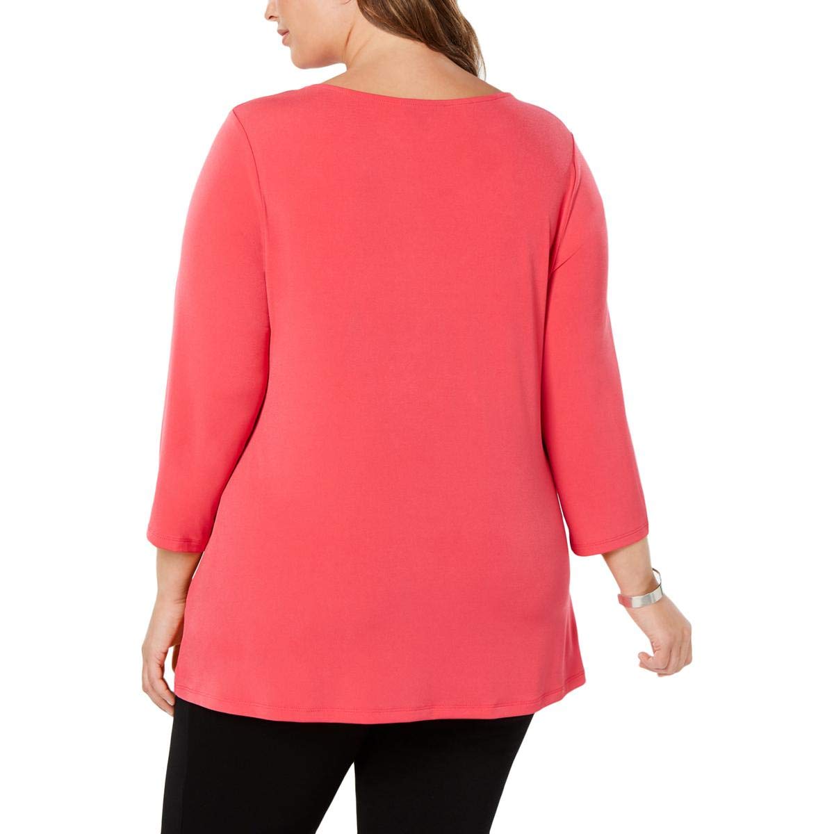 Alfani Womens Plus Stretch Crossover Wrap Top Pink 3X