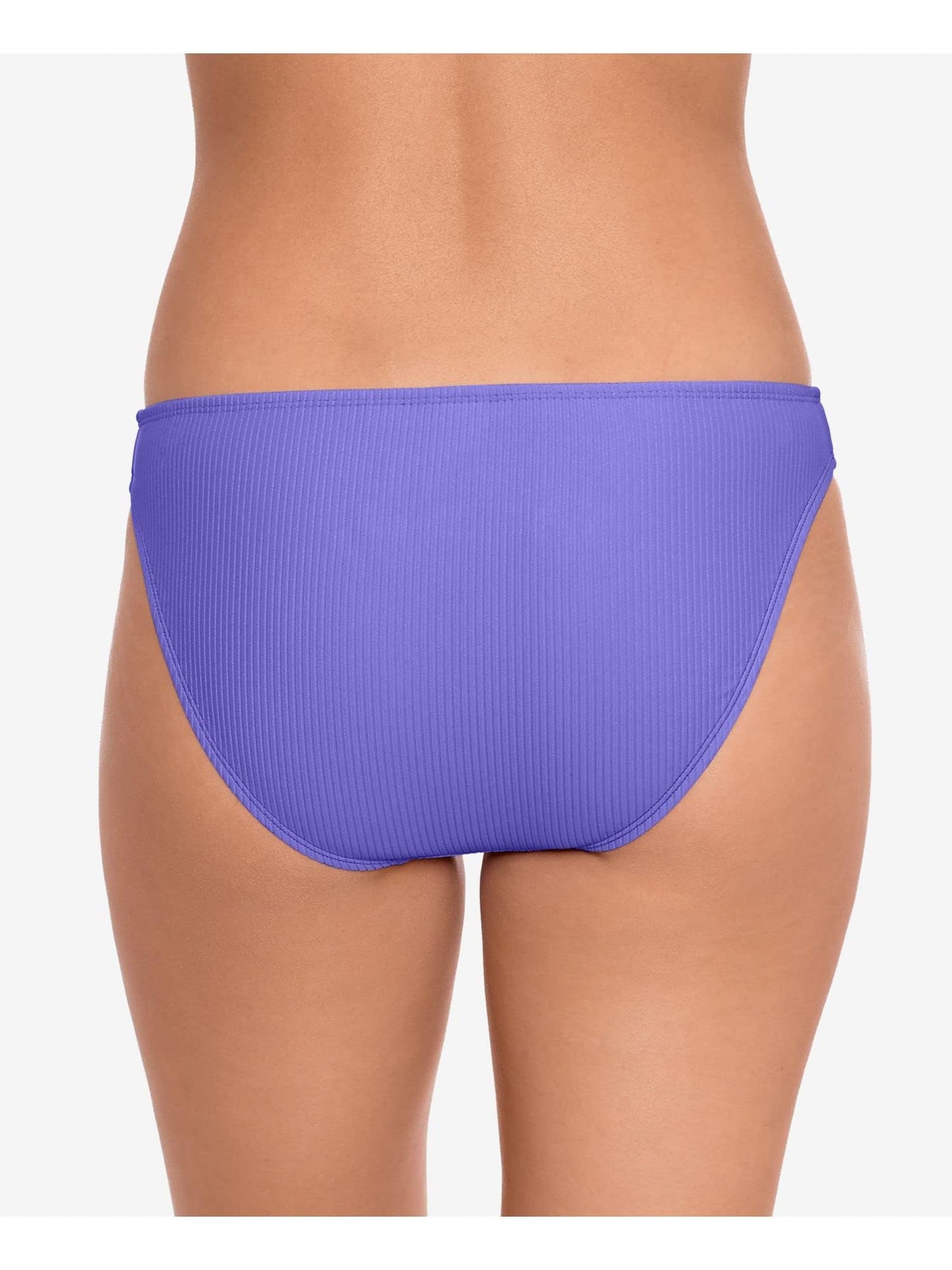 SALT + COVE Women's Purple Stretch Lined Moderate Coverage Ribbed Hipster Swimsuit Bottom M
