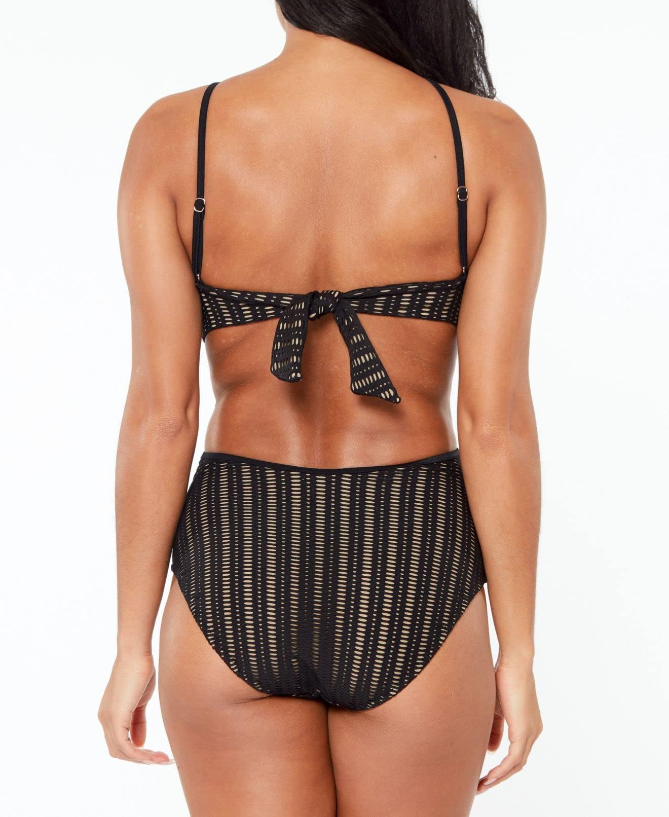 Bar III Women's Swimwear Small Crochet Cutout One Piece Black S