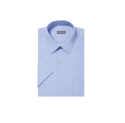 Van Heusen Men's Short Sleeve Dress Shirt Regular Fit Poplin Solid