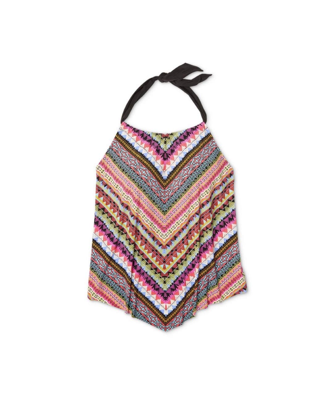 AQUA GREEN Women's Striped High Neck Tankini Top - (Pink Multi, Medium)