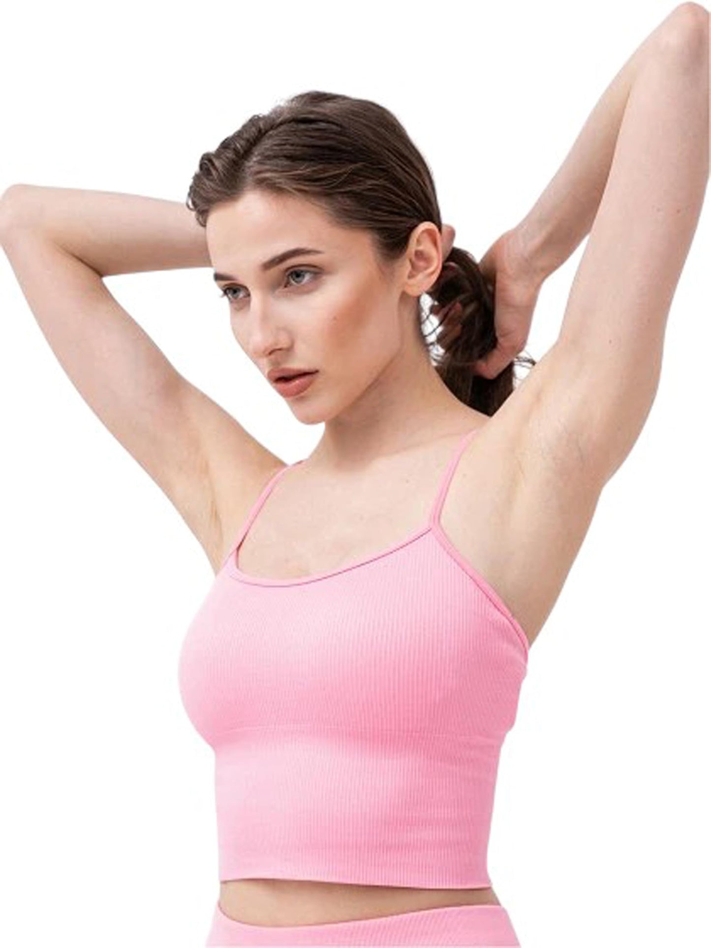 DKNY Women's Ribbed Strappy Longline Low Impact Sports Bra