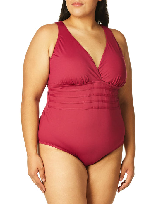 La Blanca Women's One Piece Swimsuit Multi Strap Cross Back Tummy Control Island Goddess