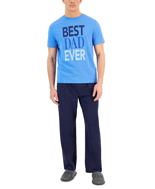 Club Room Mens Best Dad Ever Graphic Knit Pajama Gift Set Blue M