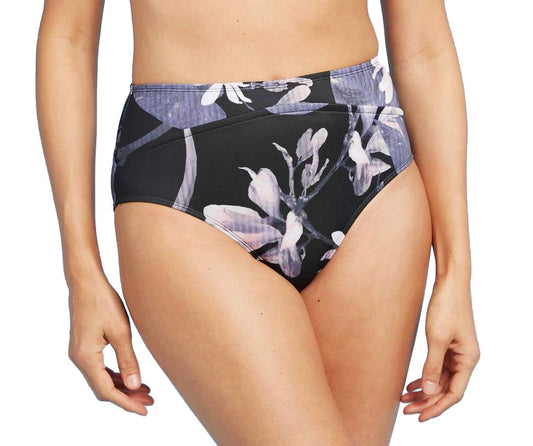 All in motion Women's High Waist Medium Coverage Bikini Bottom (Black Floral, XL)