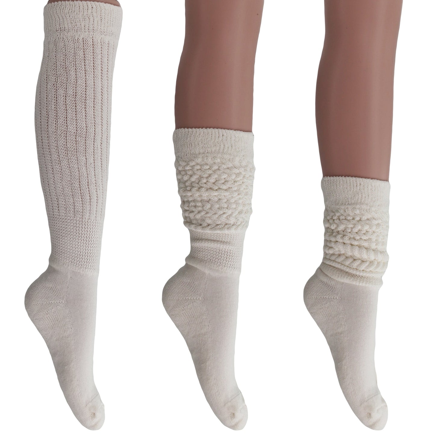Women's Slouch Socks – Soft Cotton Scrunch Socks, Retro Knee-High Boot Socks for Casual Wear & Comfort (6 Pairs)