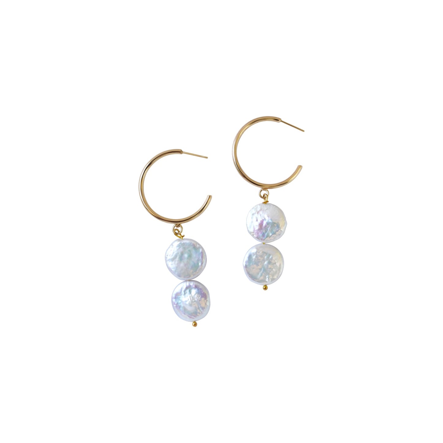 Silver double pearl hoop freshwater pearl earrings | by Ifemi Jewels