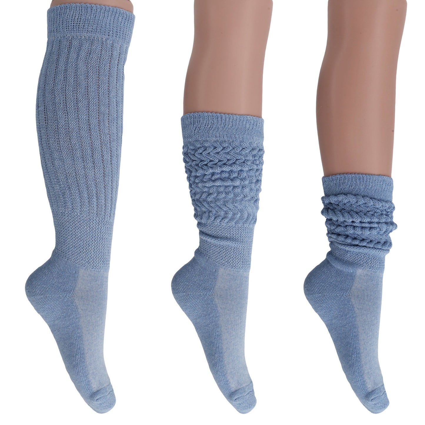 Women's Slouch Socks – Soft Cotton Scrunch Socks, Retro Knee-High Boot Socks for Casual Wear & Comfort (6 Pairs)